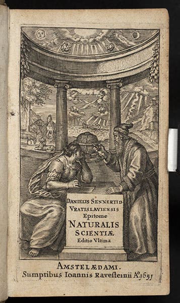 Engraved title page, Epitome naturalis scientiae, by Daniel Sennert, Amsterdam, 1651 (Linda Hall Library)
