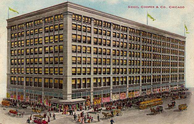 The Second Leiter Building, Chicago, designed and built by William Le Baron Jenney, completed 1891, early postcard (buildingchicago.wordpress.com)
