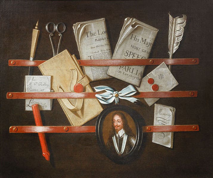Letter rack, oil on canvas, by Edward Collier, undated, auctioned at Bonham’s, 2016 (bonhams.com)