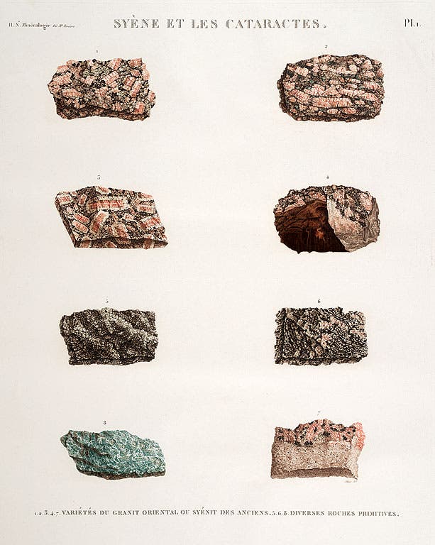 Granite and syenite samples from Syene, from Description de l’Égypte Histoire naturelle, v. 2 bis