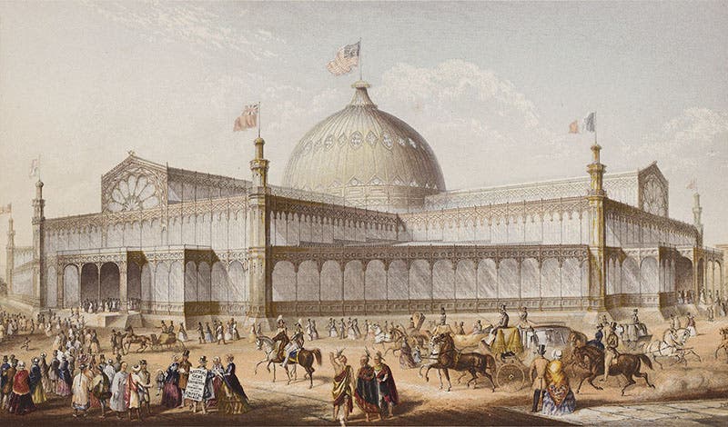  New York Crystal Palace exterior, Baxter print, 1854 (Wikimedia commons)