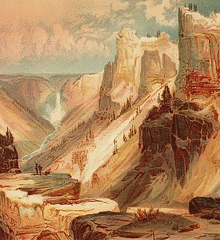 “Grand Canyon of the Yellowstone,” chromolithograph after an oil painting by Thomas Moran, in Ferdinand Hayden, <i>Annual Report … of the Survey of the Territories … for 1878</i>, publ. 1883 (Linda Hall Library)
