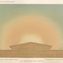 Bishop’s ring at noon, chromolithograph after painting by Eduard Pechuel-Loesche, in Untersuchungen über Dämmerungserscheinungen zur Erklärung der nach dem Krakatau, by Johann Kiessling, plate 2, 1888 (Linda Hall Library).