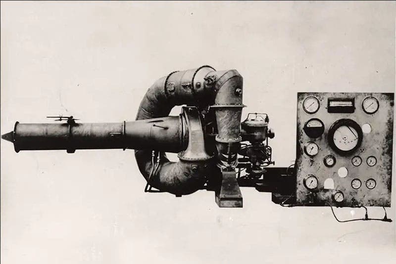 The original bench-test turbojet engine designed by Frank Whittle and built by his company, Power Jets; it successfully ran on Apr. 12, 1937, the first ever to do so (thisdayinaviaton.com)