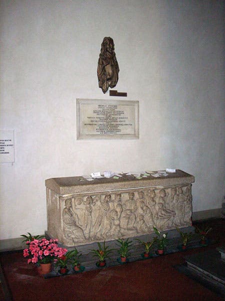 The Steno Chapel in the basilica of San Lorenzo in Florence, where the remains of Nicolaus Steno were reburied in an ancient Roman sarcophagus (researchgate.net)