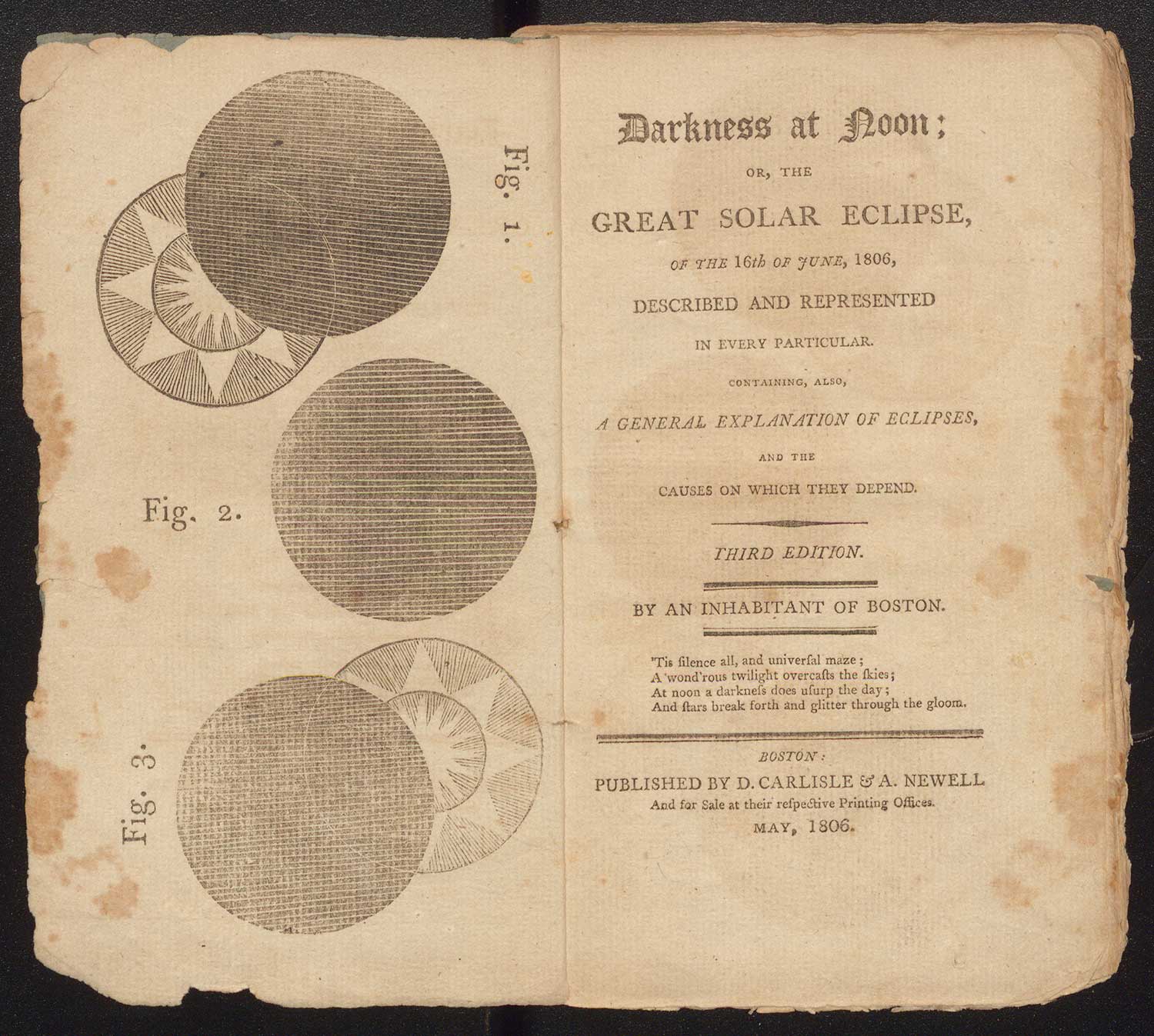 Newell, Andrew, Darkness at Noon: or, the Great Solar Eclipse of the 16th of June, 1806. Boston: D. Carlisle & A. Newell, 1806.