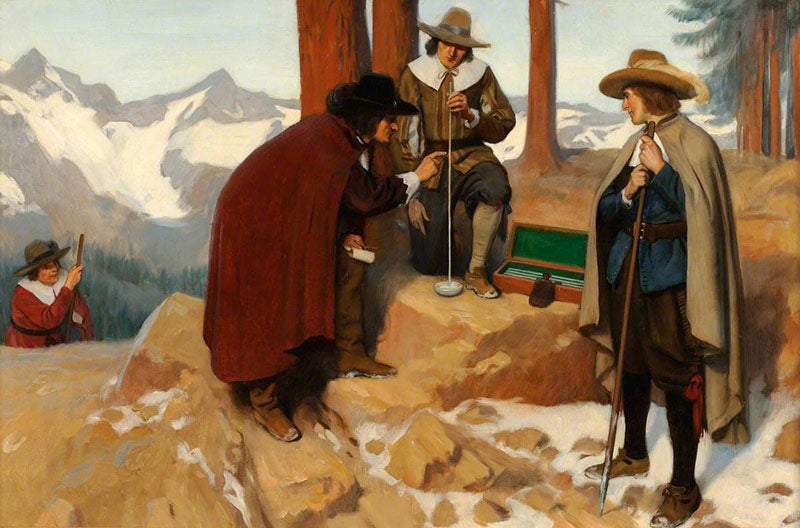 “Pascal’s Experiment in the Puy de Dôme,” oil on canvas, by Ernest Board, 1912, Wellcome Collection (artuk.org)