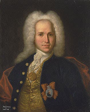 Portrait of Andrey Konstantinovich Nartov, oil on canvas, by Ivan Nitikin, undated, Hermitage Museum (Wikimedia commons)