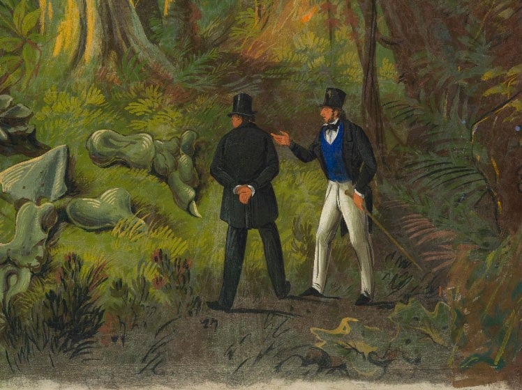Detail of third image, portraits of Albert C. Koch (white pants) and Montroville W. Dickeson (slam.org)