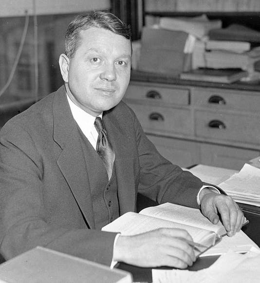 Urey at his desk, photograph, late 1940s? (Northwest Indiana Times)