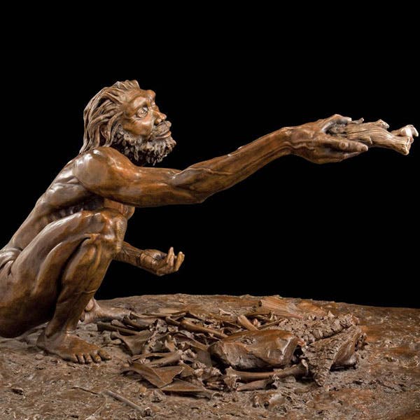 Bronze sculpture of Homo heidelbergensis, by John Gurche (Smithsonian Institution)