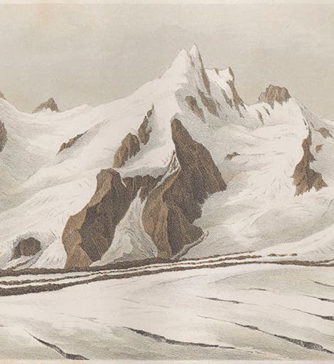 View of the Grossglockner and its glaciers in the Austrian Alps, chromolithograph, from Hermann and Adolph von Schlagintweit, <i>Untersuchungen über die physikalische Geographie der Alpen</i>, 1850 (Linda Hall Library)