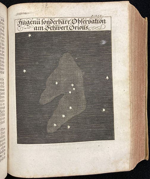 The Great Nebula of Orion according to Christiaan Huygens, engraving in Das eröffnete Lust-haus, by Erasmus Francisci, 1676 (Linda Hall Library)
