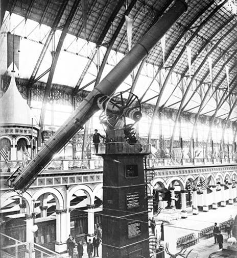 The Yerkes 40-inch refractor, built by Alvan Clark & Sons, on display at the World’s Columbian Exposition, Chicago, 1893, photograph (yerkesobservatory.org)