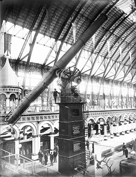 The Yerkes 40-inch refractor, built by Alvan Clark & Sons, on display at the World’s Columbian Exposition, Chicago, 1893, photograph (yerkesobservatory.org)