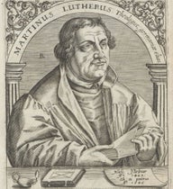 Portrait of Martin Luther, engraving by Theodor de Bry, Icones quinquaginta virorum illustrium, by Jean-Jacques Boissard, vol. 3, 1597-99 (Lionda Hall Library)