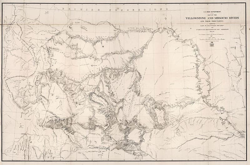The complete “Map of the Yellowstone and Missouri Rivers and their Tributaries,” by William F. Raynolds and H.E. Maynadier, 1868, David Rumsey Map Collection`(davidrumsey.com)
