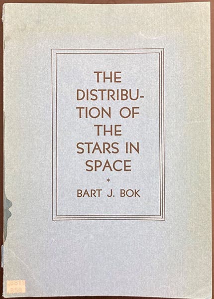 Front cover of The Distribution of the Stars in Space, 1937 (Linda Hall Library)