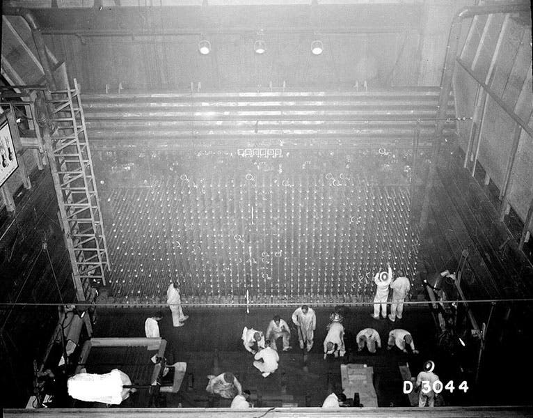 The Hanford B reactor in Hanford, Washington, the first production reactor for plutonium; building began in 1943, with the reactor going critical in 1944 (Wikimedia commons)