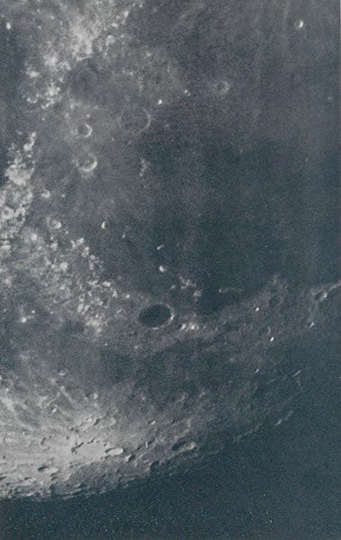 Mare Imbrium and the dark floor of the crater Plato, photograph taken in 1901 in Jamaica, in The Moon, by William H. Pickering, 1903 (Linda Hall Library)