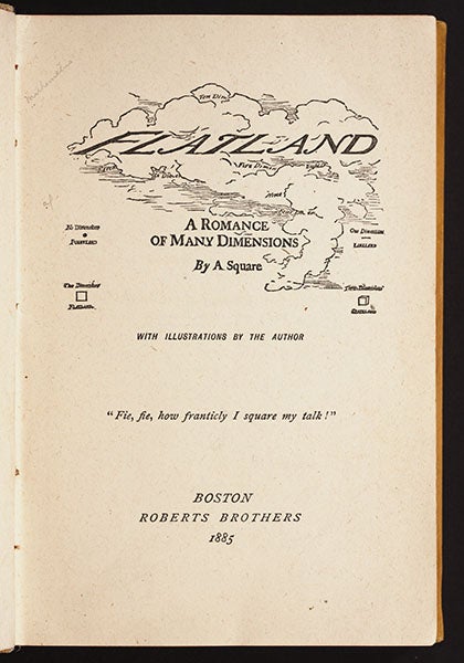 Title page of Flatland, by Edwin Abbott Abbott, 1885 Boston edition (Linda Hall Library)