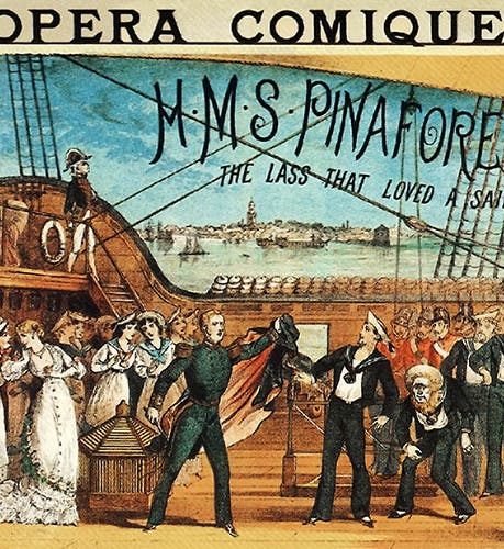 H.M.S. Pinafore, by W.S. Gilbert and Arthur Sullivan, playbill poster, undated (Wikimedia commons)