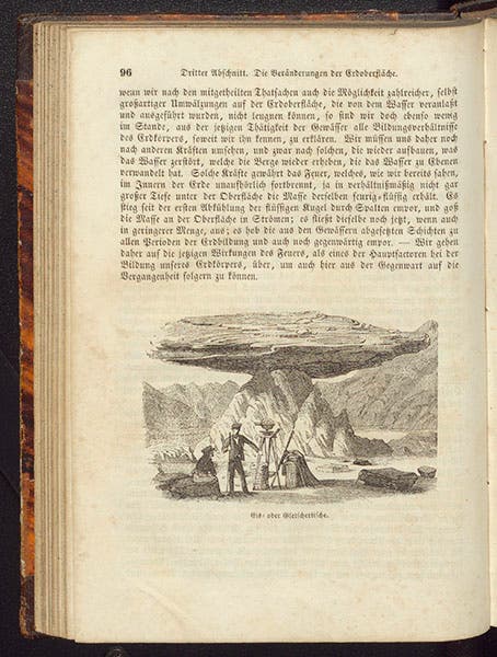 Glacial table, wood-engraved tailpiece, Karl Cäsar von Leonhard, Das Buch der Geologie, vol. 1, 1855 (Linda Hall Library)