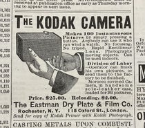 Small advertisement for the new Kodak camera, placed by the Eastman Dry Plate and Film Co. of Rochester, N.Y., in Scientific American, Nov. 3, 1888 (Liinda Hall Library)