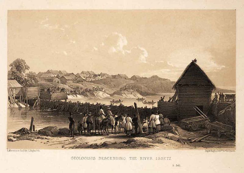 "Geologists descending the River Issetz”, drawn by Roderick Murchison and lithographed by Louis Haghe, in Murchison et al., The Geology of Russia, 1845 (Linda Hall Library)