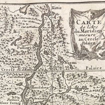 Detail of map of Lapland, showing series of triangulations made to determine the length of a degree of latitude, La figure de la terre, déterminée par les observations de Messieurs de Maupertuis, Clairaut, Camus, Le Monnier ... & de M. l'Abbé Outhier ... accompagnes de M. Celsius ... faites par ordre du roy au cercle polaire, plate 1 at end, 1738 (The Linda Hall)