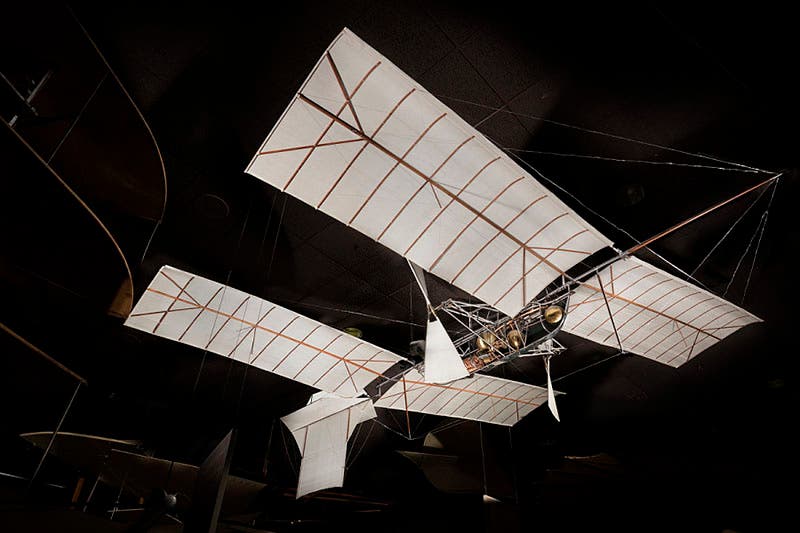 Aerodrome 5, a powered but unmanned aircraft built by Samuel P. Langley and successfully flown on May 6, 1896, National Air and Space Museum, Washington, D.C., but not on display (airandspace.si.edu)