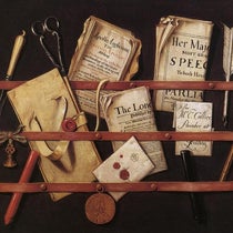Letter rack, oil on canvas, by Edward Collier, Victoria and Albert Museum, 1699 (Wikimedia commons)