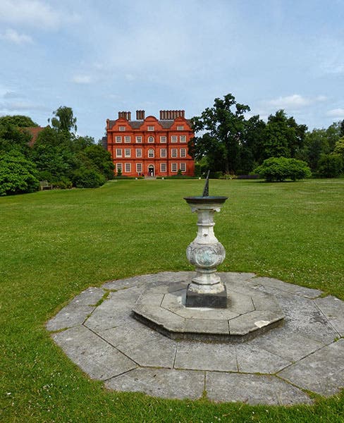 Replica of a John Bird sundial, marking the former location of the White House, the one-time residence of Samuel Molyneux, Kew Gardens (blog by Rachel Knowles at regencyhistory.net)
