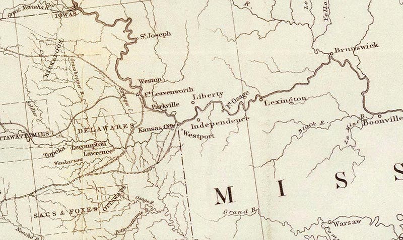 The Colorado Rockies and Pike’s Peak, detail of G.K. Warren, Map of the Territory of the United States, 1861 (David Rumsey Map Collection)