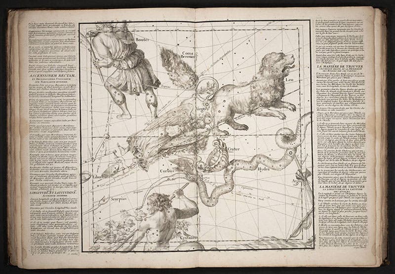 The constellations of Bootes, Leo, Virgo, plate 4 of Ignace-Gasston Pardies, Globi coelestis, 1690 (Linda Hall Library)