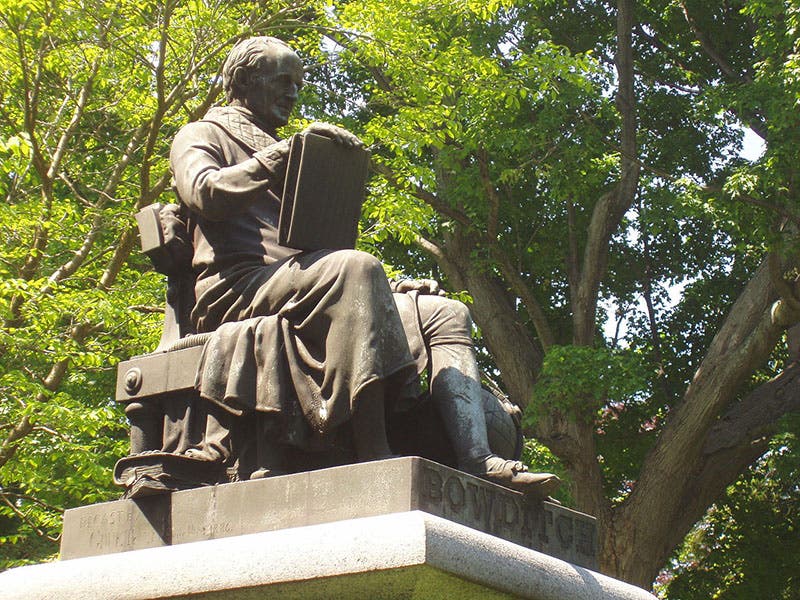 Statue of Nathaniel Bowditch, bronze, by Robert Ball Hughes, Mount Auburn Cemetery, Cambridge, Mass. (Wikimedia commons)