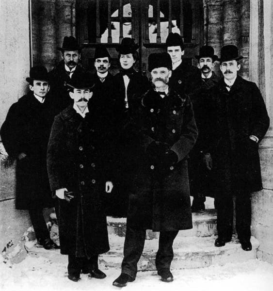 Ernest Rutherford’s research group in Montreal, 1800. Harriet Brooks is at center rear; Rutherford is at far right (aip.org)