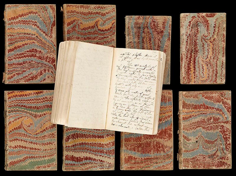 The lecture notebooks of Charles Blagden, from a chemistry course taught by Joseph Black at Edinburgh, 1760s, Wellcome Collection, London (Wikimedia commons