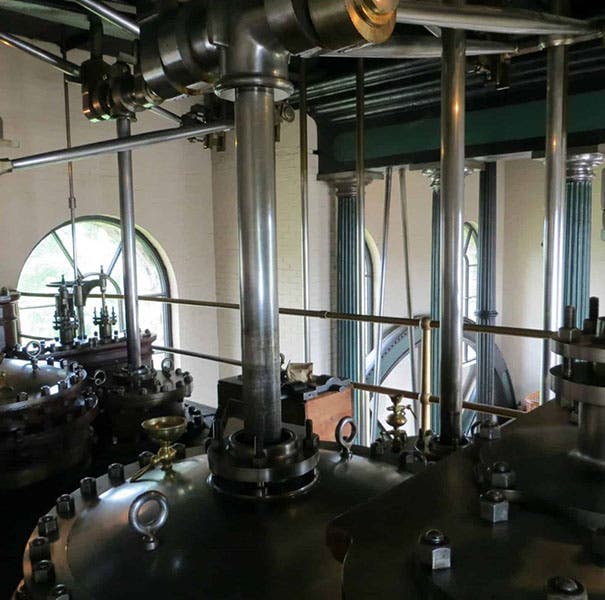 One of the Woolf-style compound steam engines that powered the pumps, Hamilton Waterworks, Ontario, photo by Lisa, Gone with the Family blog (gonewiththefamily.com)