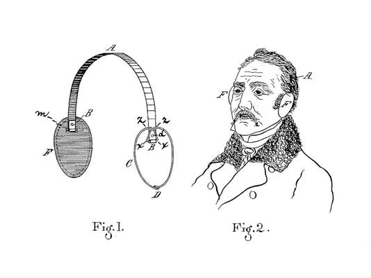 U.S. patent 188,292, 1877: Ear-mufflers (detail) (Google Patents)