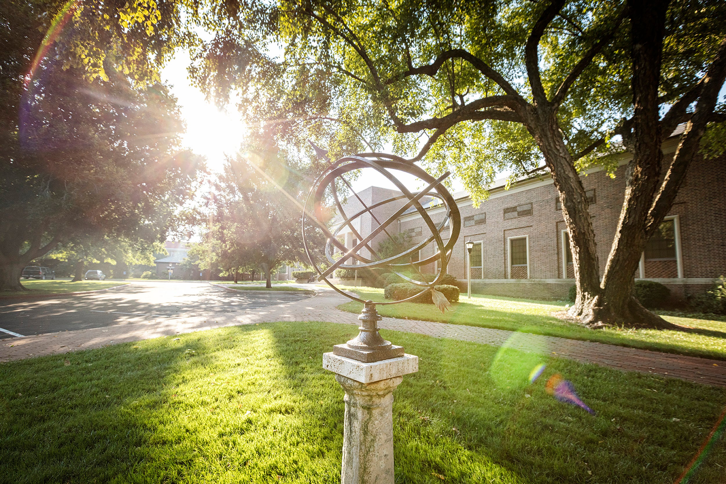 Exterior - library front w globe