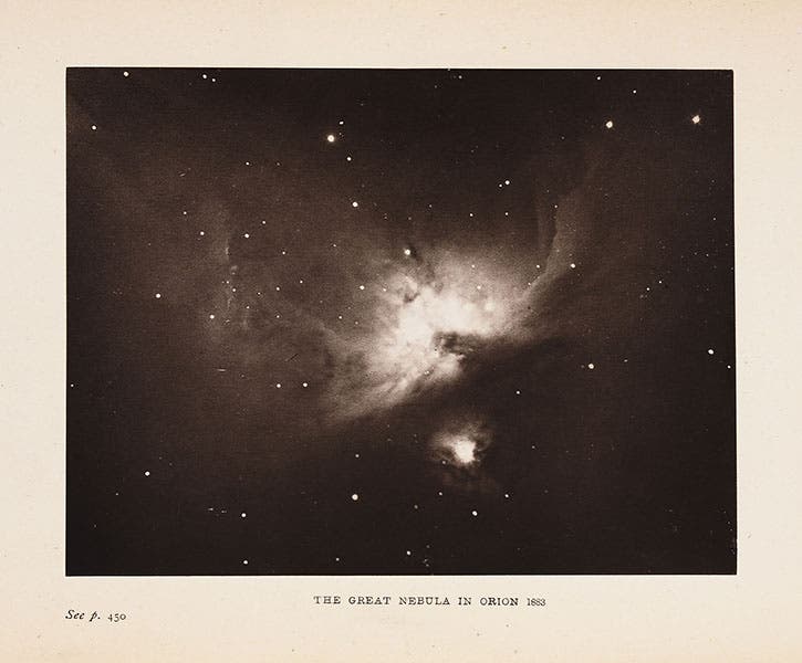 Great Nebula in Orion, photographed by A.A. Common, 1883, frontispiece to Agnes Clerke, History of Astronomy in the Nineteenth Century, 1887 (Linda Hall Library)