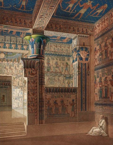 Interior view of the Temple of Hathor, Thebes.