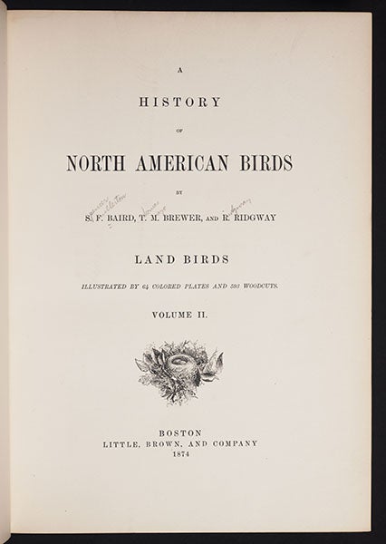 Title page, A History of North American Birds, 1874 (Linda Hall Library)