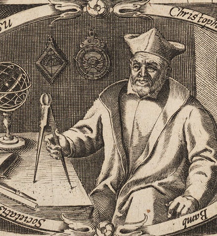 Christoph Clavius, detail of engraved title page, <i>Opera</i>, 1612 (Linda Hall Library)