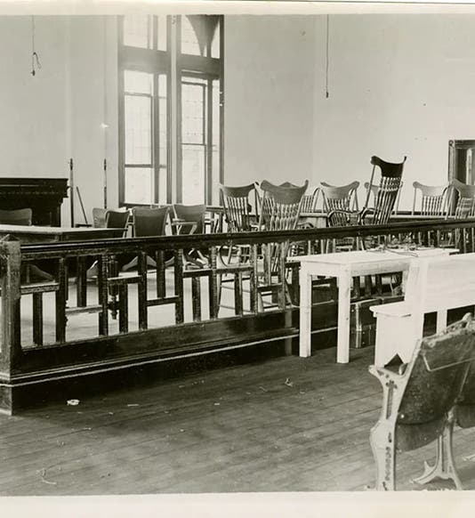 The press box in the Dayton County courthouse on July 24, 1925, three days after the Scopes trial ended (usatoday.com)