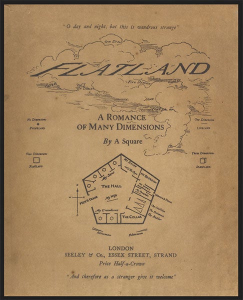 Paper cover of first London edition of Flatland, by Edwin Abbott Abbott, 1884 (Brown University Libraries)