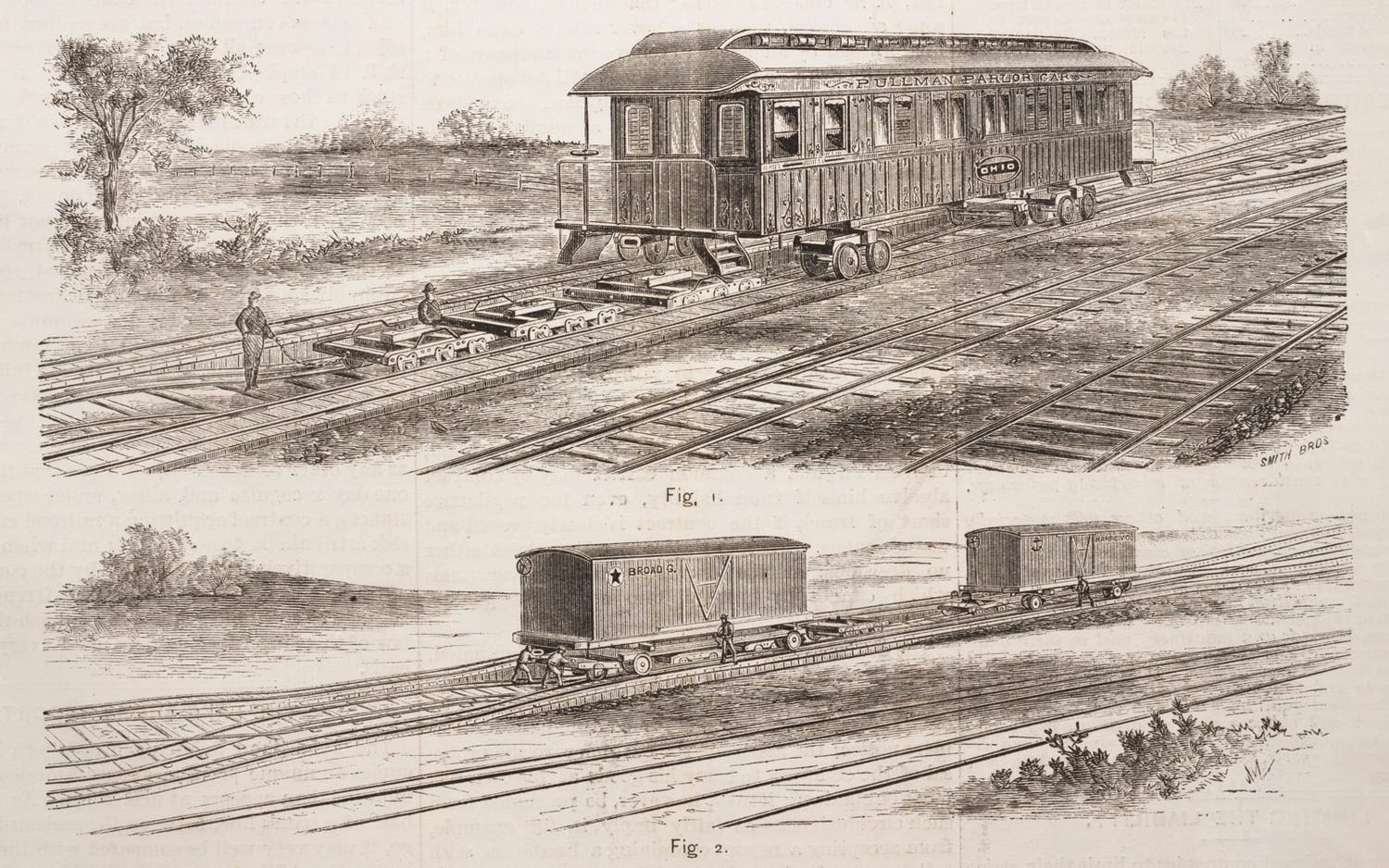 One remedy for switching gauges was the Ramsey Car Transfer Apparatus.  Instead of hoisting the cars off the trucks, the tracks were lowered and trucks with wheels of a different gauge were attached.