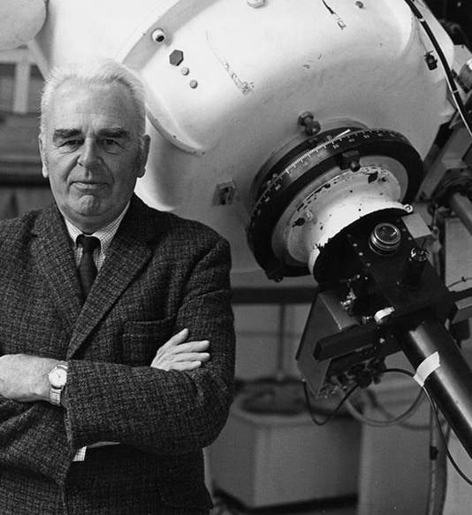 Portrait of Bart Bok, with a unspecified telescope, 1970s? (aip.org)