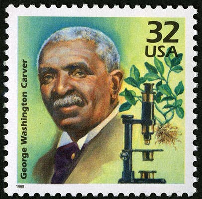 U.S. postage stamp honoring George W. Carver, 1998 (postalmuseum.si.edu) 